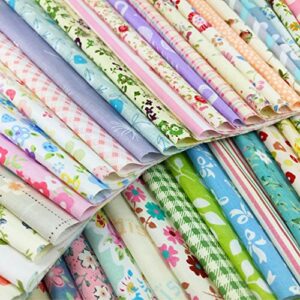 flic-flac quilting fabric squares 100% cotton precut quilt sewing floral fabrics for craft diy (8 x 8 inches, 30pcs)
