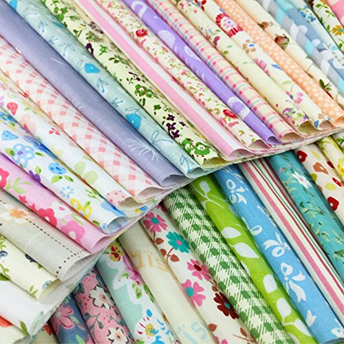 flic-flac Quilting Fabric Squares 100% Cotton Precut Quilt Sewing Floral Fabrics for Craft DIY (8 x 8 inches, 30pcs)