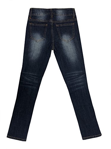 K1-2497DB - Girls’ Stretch 5 Pockets Rip and Repair Premium, Skinny Jeans in Dark Blue Size 14 (MLG1)