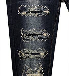 K1-2497DB - Girls’ Stretch 5 Pockets Rip and Repair Premium, Skinny Jeans in Dark Blue Size 14 (MLG1)