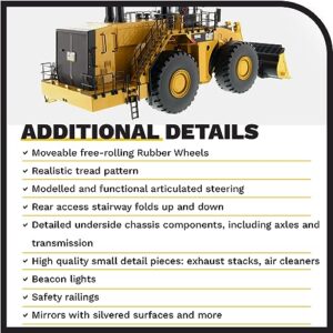 Diecast Masters 1:50 Caterpillar 994K Wheel Loader – Yellow Rock Bucket | High Line Series Cat Trucks & Construction Equipment | 1:50 Scale Model Diecast Collectible Model 85505