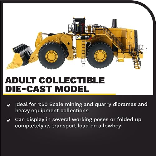 Diecast Masters 1:50 Caterpillar 994K Wheel Loader – Yellow Rock Bucket | High Line Series Cat Trucks & Construction Equipment | 1:50 Scale Model Diecast Collectible Model 85505