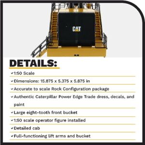 Diecast Masters 1:50 Caterpillar 994K Wheel Loader – Yellow Rock Bucket | High Line Series Cat Trucks & Construction Equipment | 1:50 Scale Model Diecast Collectible Model 85505