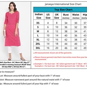 Janasya Women's Crepe Kurti Tunic Tops,Black,Large