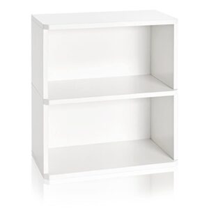 way basics webster 2 tier bookshelf display storage and organizer (tool-free assembly and uniquely crafted from sustainable non toxic zboard paperboard) white