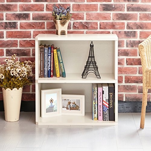 Way Basics Webster 2 Tier Bookshelf Display Storage and Organizer (Tool-Free Assembly and Uniquely Crafted from Sustainable Non Toxic zBoard Paperboard) White