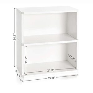 Way Basics Webster 2 Tier Bookshelf Display Storage and Organizer (Tool-Free Assembly and Uniquely Crafted from Sustainable Non Toxic zBoard Paperboard) White