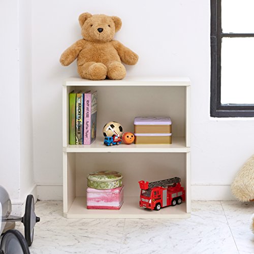 Way Basics Webster 2 Tier Bookshelf Display Storage and Organizer (Tool-Free Assembly and Uniquely Crafted from Sustainable Non Toxic zBoard Paperboard) White