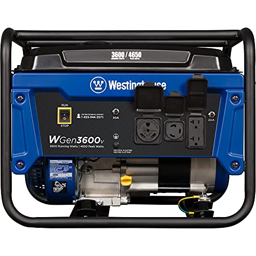 Westinghouse Outdoor Power Equipment 4650 Peak Watt Portable Generator, RV Ready 30A Outlet, Gas Powered, CARB Compliant, Blue