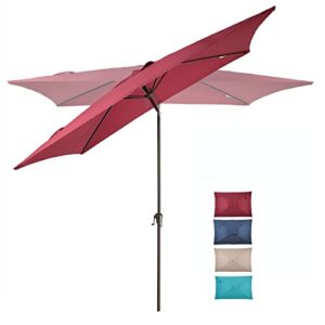 cobana 6.6 x 9.8ft rectangular patio umbrella, outdoor table market umbrella with push button tilt/crank, dark red