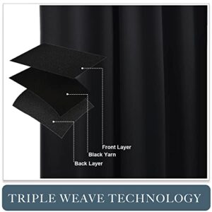 PONY DANCE Blackout Curtains 72 Long - Solid Rod Pocket Thermal Panels Black Out Window Cover Energy Efficient Light Blocking Drapes for Living Room, 42-inch by 72-inch, Black, 2 Pieces