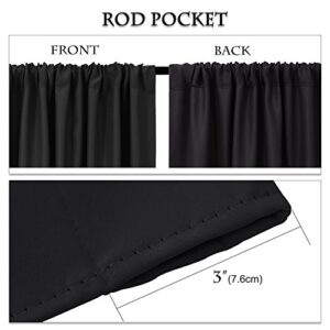 PONY DANCE Blackout Curtains 72 Long - Solid Rod Pocket Thermal Panels Black Out Window Cover Energy Efficient Light Blocking Drapes for Living Room, 42-inch by 72-inch, Black, 2 Pieces