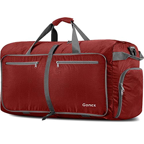 Gonex Unisex Adult Large Foldable Luggage with Shoes Compartment, Red, 100L