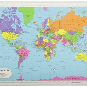 Painless Learning Educational Placemats Sets USA Map and World Map Non Slip Washable, Large