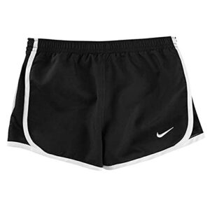 nike girls dry tempo running shorts youth (small, black/white)