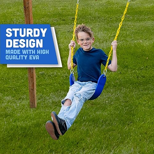 Squirrel Products Heavy Duty Strap Swing Seat - Playground Swing Seat Replacement and Carabiners for Easy Install - Blue