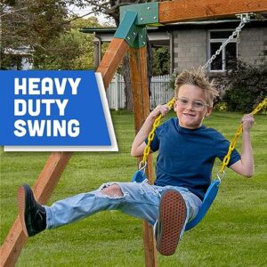 Squirrel Products Heavy Duty Strap Swing Seat - Playground Swing Seat Replacement and Carabiners for Easy Install - Blue