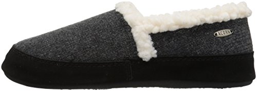 Acorn Moc Slipper – Cozy, Comfortable Moccasins for Women – House Shoes with Memory Foam Cloud Cushioning and Indoor / Outdoor Sole, Dark Charcoal Heather Ragg Wool, 8-9