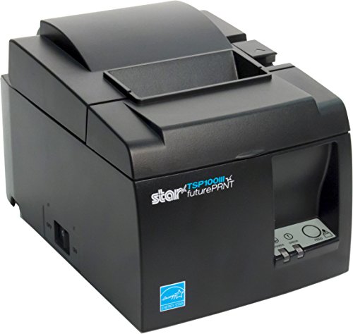 Star Micronics TSP143IIIU USB Thermal Receipt Printer with Device and Mfi USB Ports, Auto-cutter, and Internal Power Supply - Gray