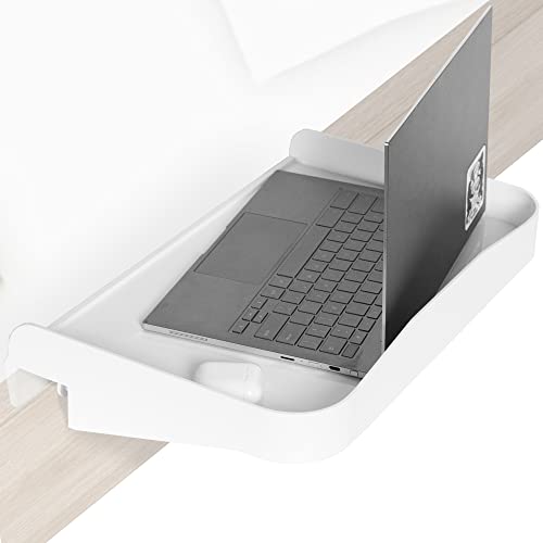 Bedside Shelf for Bunk Beds, Lofts & Bed Frames - Heavy Duty Storage Table and Tray Fits Laptops, Book & Drinks - Great for Students College Dorm Room & Kids Bedroom to Replace Nightstand (White)