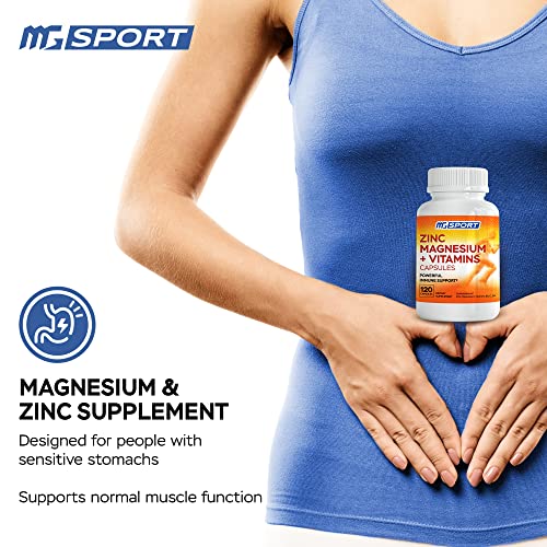 Magnesium Zinc & Vitamins B6, B9, Folic Acid – High Absorption for Immune Support, Muscle Recovery, Easy on Stomach, 120 Capsules