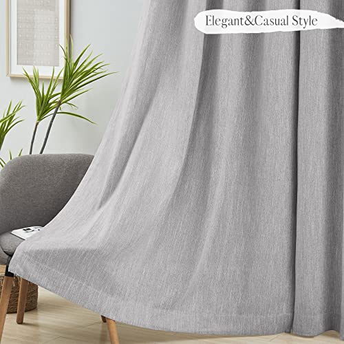 Melodieux Elegant Cotton Room Darkening Blackout Curtains for Living Room Bedroom Thermal Insulated Grommet Drape, 52 by 96 Inch, Grey (1 Panel)