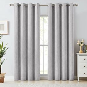 Melodieux Elegant Cotton Room Darkening Blackout Curtains for Living Room Bedroom Thermal Insulated Grommet Drape, 52 by 96 Inch, Grey (1 Panel)