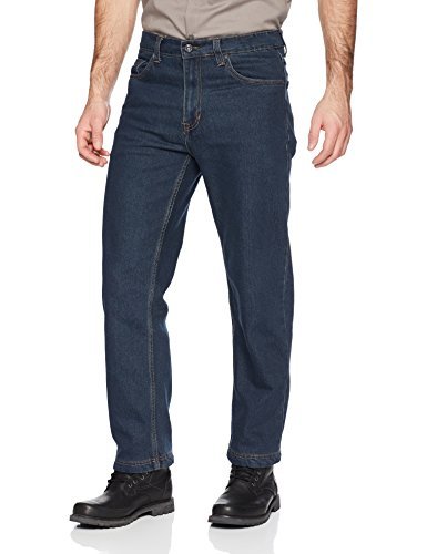 Smith's Workwear Men's Stretch 5 Pocket Relaxed Fit Jean, dark vintage wash, 36W x 30L