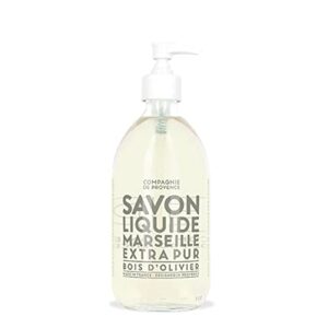 compagnie de provence savon de marseille extra pure liquid soap - olive wood - 16.7 fl oz glass pump bottle