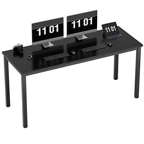 Need 63 Inch Large Computer Desk - Modern Simple Style Home Office Gaming Desk, Basic Writing Table for Study Student, Black Metal Frame, Black