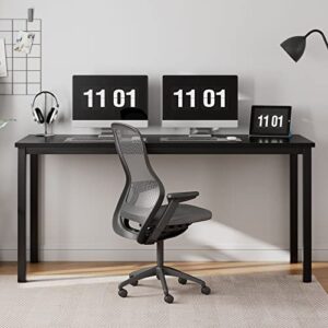 Need 63 Inch Large Computer Desk - Modern Simple Style Home Office Gaming Desk, Basic Writing Table for Study Student, Black Metal Frame, Black