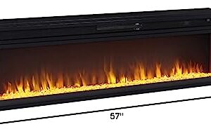 Signature Design by Ashley 57" Electric Fireplace Insert with LED, 6 Temperatures, Multi Flames & Overheating Control, Black