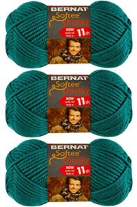 bernat softee chunky yarn bundle super bulky #6, 3 skeins emerald 28200