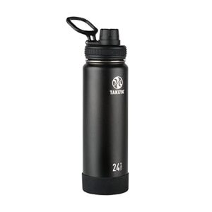 takeya actives insulated stainless steel water bottle with spout lid, 24 ounce, onyx