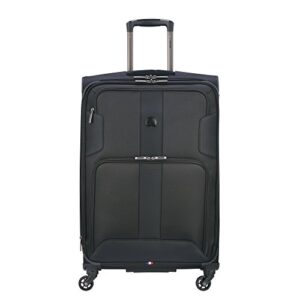 delsey paris sky max softside expandable luggage with spinner wheels, black, checked-medium 25 inch