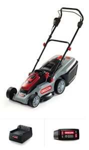 oregon cordless lm300 lawn mower kit with a6 4.0 ah battery and standard charger