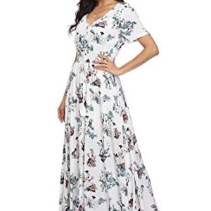 VintageClothing Women's Floral Print Maxi Dresses Boho Button Up Split Beach Party Dress