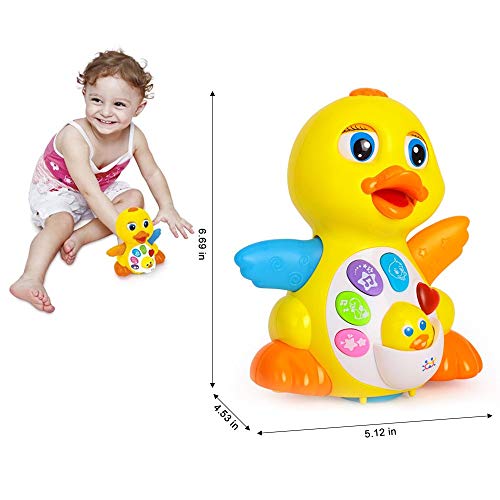 Woby Musical Duck Toy, Baby Preschool Educational Learning Toy with Music and Lights,Infant Light Up Dancing for 1 Year Old Toddler