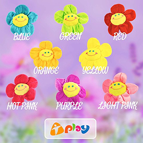 T play Plush Flower Bendable Stems Colorful Stuffed Flowers Plush Toy Durable Plush Daisy Flower Bouquet with Happy Smiley Face Toy Flower Sunflower Plushie Gift for Kids Baby Girl Toddlers 12" (12")