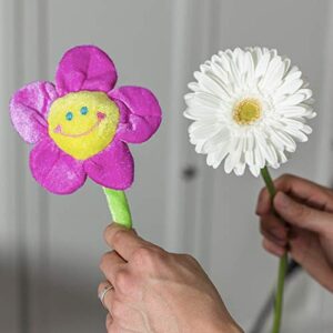 T play Plush Flower Bendable Stems Colorful Stuffed Flowers Plush Toy Durable Plush Daisy Flower Bouquet with Happy Smiley Face Toy Flower Sunflower Plushie Gift for Kids Baby Girl Toddlers 12" (12")