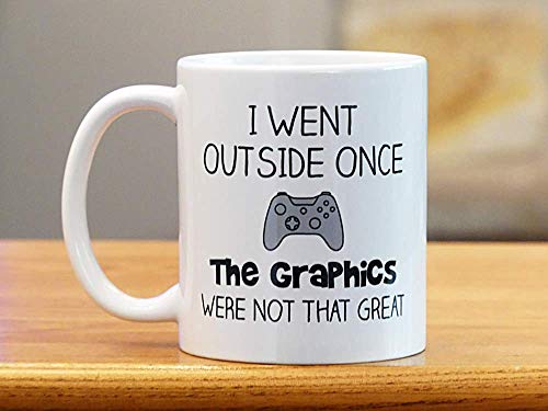 Gamer Coffee Mug Video Gaming Gift For Men Guys Girls - I Went Outside Once - 11 Ounce Ceramic Gift