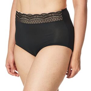 warner's womens no pinching no problems dig-free comfort waist with lace microfiber rs7401p briefs, rich black, large us