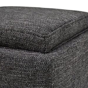 Amazon Brand – Rivet Ross Modern Tweed Lift-Top Storage Ottoman Pouf, 17.7"W, Caviar