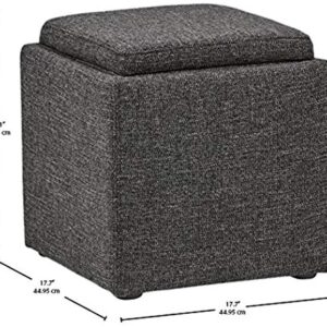 Amazon Brand – Rivet Ross Modern Tweed Lift-Top Storage Ottoman Pouf, 17.7"W, Caviar