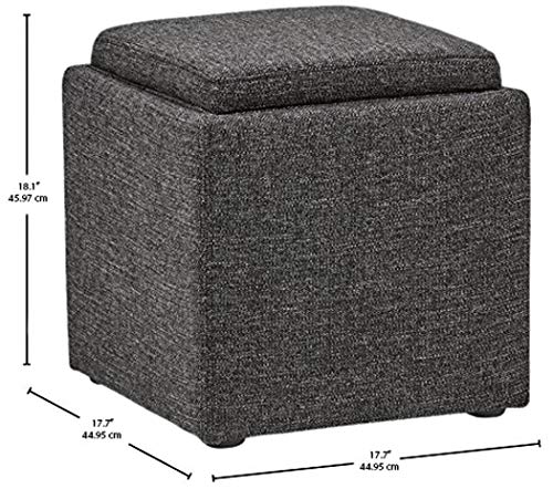 Amazon Brand – Rivet Ross Modern Tweed Lift-Top Storage Ottoman Pouf, 17.7"W, Caviar