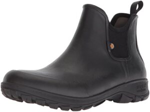 bogs men's sauvie slip on low height chukka waterproof rain boot, black, 12