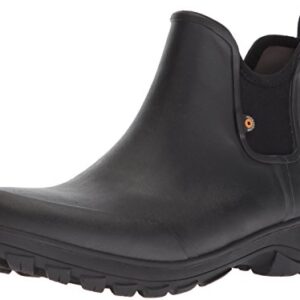 Bogs Men's Sauvie Slip On Low Height Chukka Waterproof Rain Boot, Black, 12