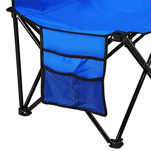 Yaheetech 6 Seats Foldable Sideline Bench for Sports Team Portable Camping Folding Bench Chairs with Carry Bag, Blue