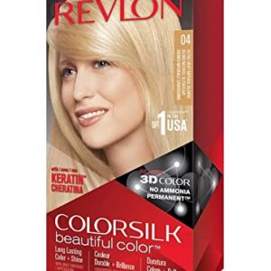 Revlon ColorSilk Beautiful Color Permanent Color, Ultra Light Natural Blonde 04, Pack of 3