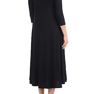 iconic luxe Women's A-Line Swing Trapeze Midi Dress Small Black